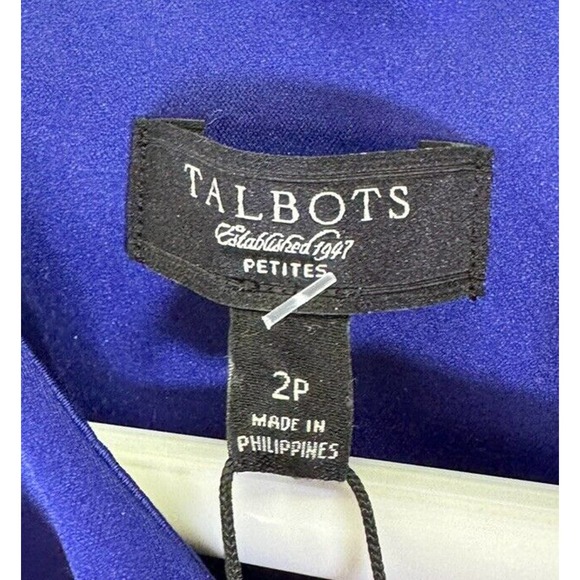 NWT Talbots‎ Blue Satin Classic Sleeveless Wrap Detail Dress Size 2P - Picture 4 of 5